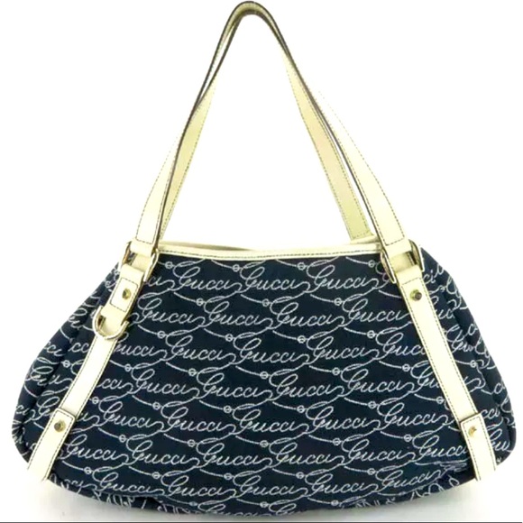Gucci Handbags - Gucci Abbey Navy Leather Shoulder Bag